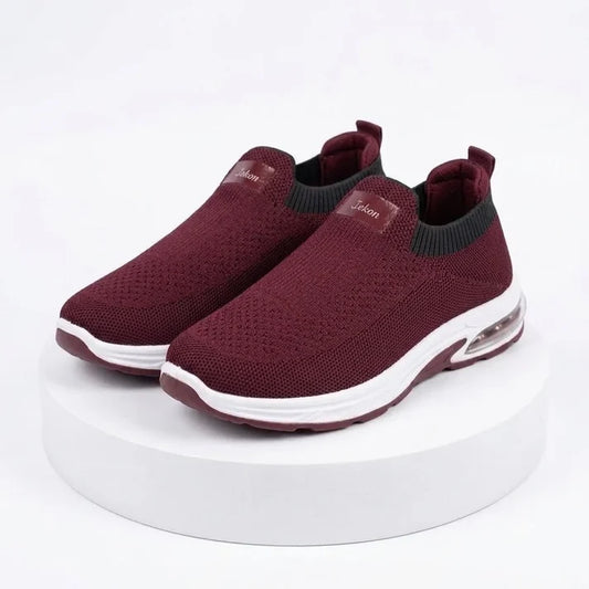 VENDORA Knit Slip-On Sneaker with Air Cushion Sole – Maroon
