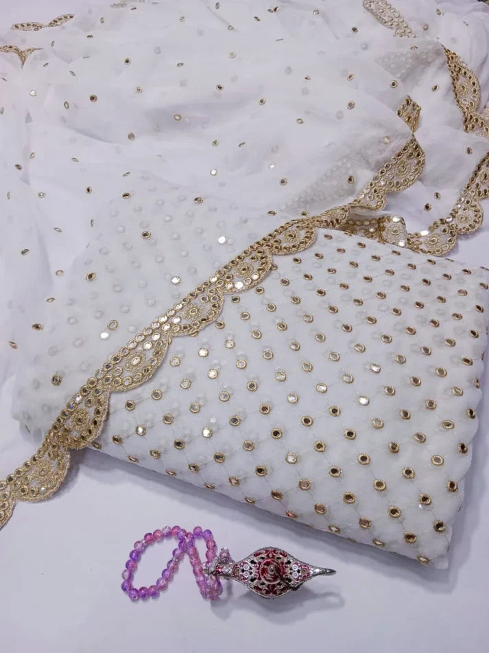 Celebrity Style Heavy Mirror & Gotta Work Unstitched Dress