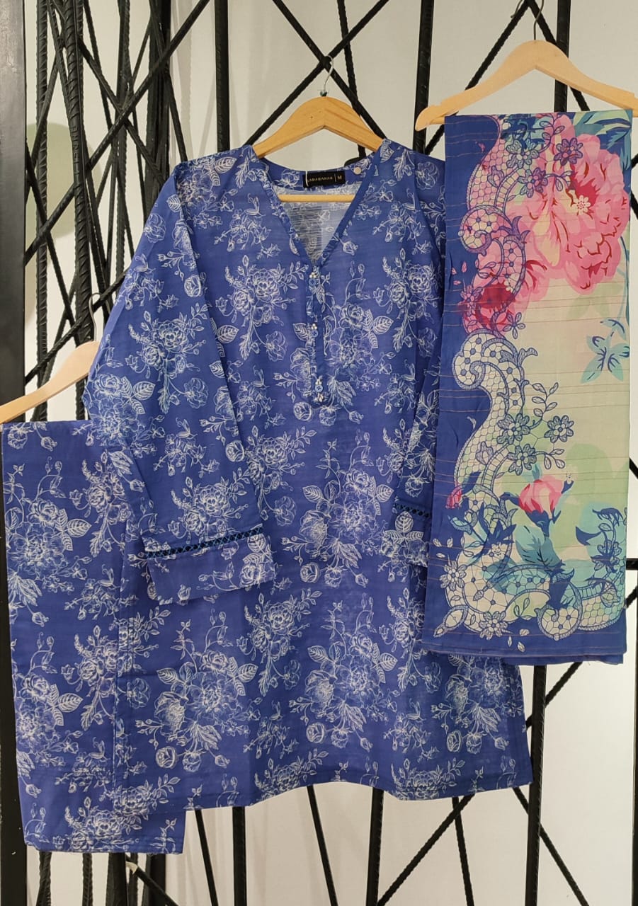 Printed 3-Piece Stitched Suit with Matching Dupatta