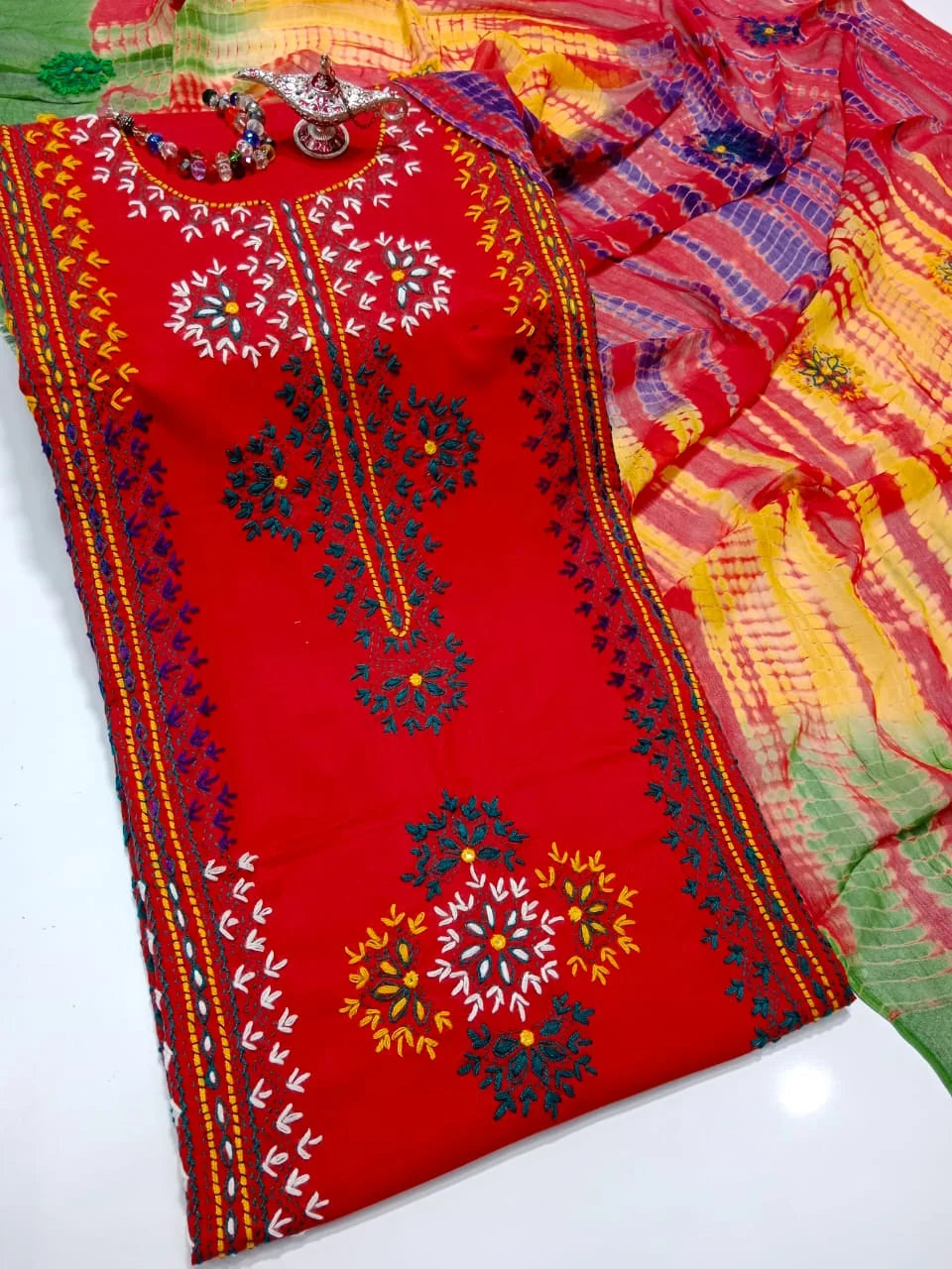 Handmade Kashmiri Mirror Work 3-Piece Suit