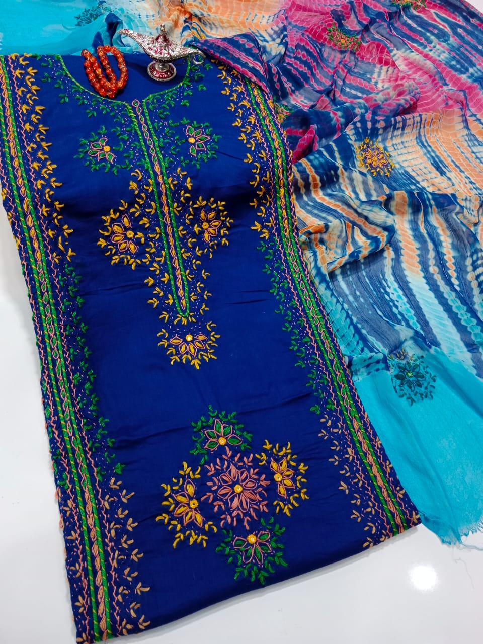 Handmade Kashmiri Mirror Work 3-Piece Suit