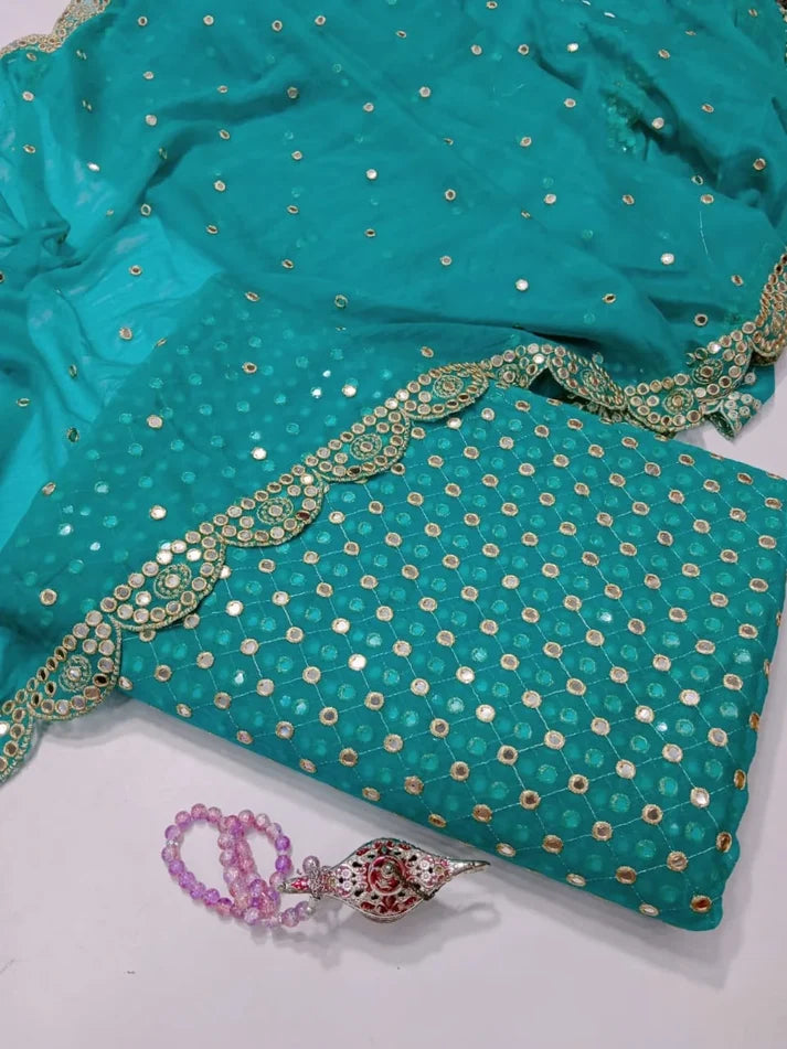 Celebrity Style Heavy Mirror & Gotta Work Unstitched Dress