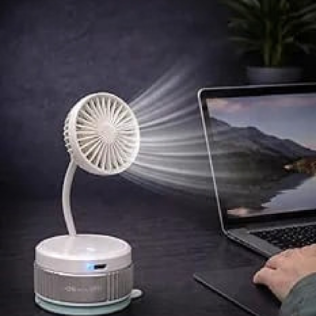 2-in-1 Portable Mini Suction Wall Fan & Flexible Desk Fan
