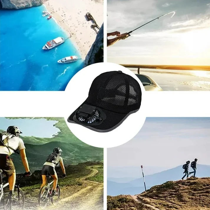 Solar & USB Powered Cooling Fan Baseball Cap – Breathable Mesh Outdoor Sun Hat