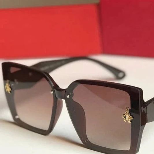 Prada-Style Oversized Cat-Eye Square Sunglasses – Dark Brown Gradient Tint
