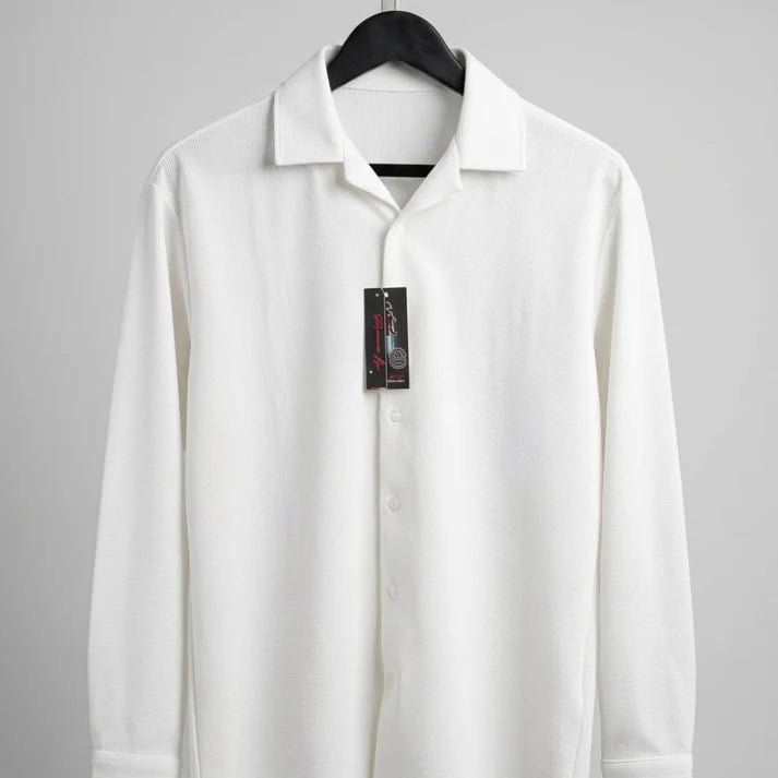 Vendora Mart Off-White Textured Long-Sleeve Shirt