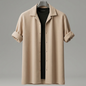 Vendoramart Beige Textured Short-Sleeve Overshirt with Black Tee