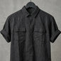 Vendora Mart Charcoal Black Geometric Pattern Utility Shirt