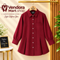 Vendora Burgundy Pleated Front Button-Down Shirt