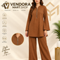 VENDORA Mocha Textured Half-Zip Co-ord Set