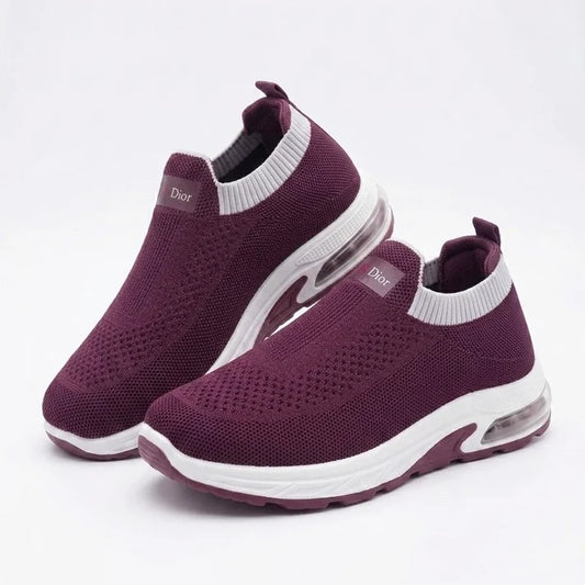 VENDORA Knit Slip-On Sneaker with Air Cushion Sole – Maroon