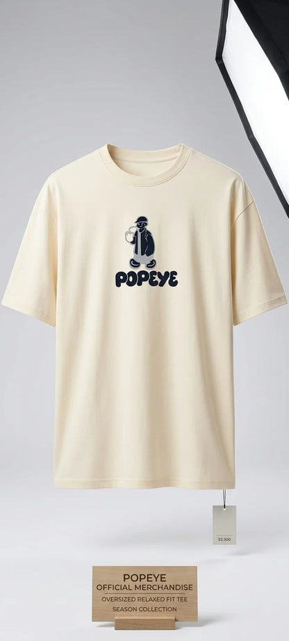 Vendora Mart Cream Graphic Print Oversized Tee