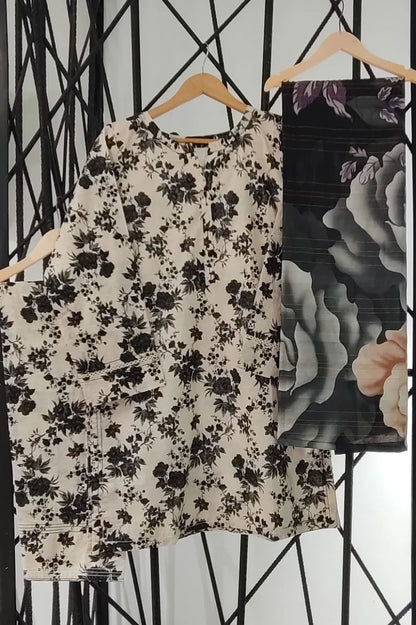 Printed 3-Piece Stitched Suit with Matching Dupatta