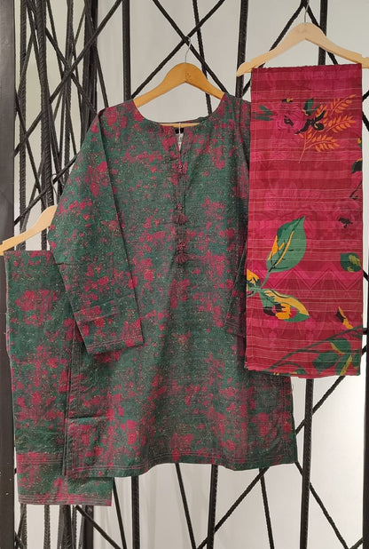 Printed 3-Piece Stitched Suit with Matching Dupatta