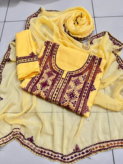 Fancy Balochi Heavy Handmade Needlework 3-Piece Suit Set