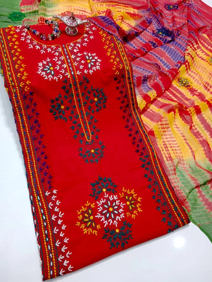 Handmade Kashmiri Mirror Work 3-Piece Suit