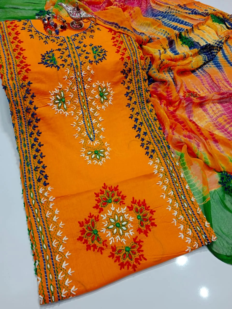 Handmade Kashmiri Mirror Work 3-Piece Suit