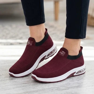 VENDORA Knit Slip-On Sneaker with Air Cushion Sole – Maroon