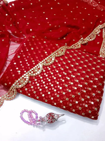 Celebrity Style Heavy Mirror & Gotta Work Unstitched Dress