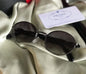 Prada-Style Classic Round Metal Sunglasses – Dark Gradient Tint with Logo Temples