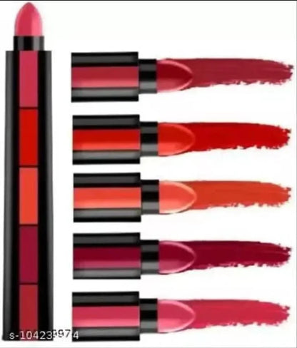 5-in-1 Stackable Matte Lipstick Stick – Multi-Shade Portable Lip Color Pen