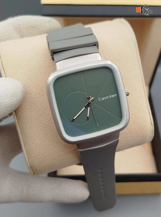 Calvin Klein Modern Square Dial Watch with Comfortable Black Rubber Strap