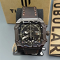 TUBULAR Men's Industrial Square Chronograph Watch – Gunmetal Case & Leather Strap