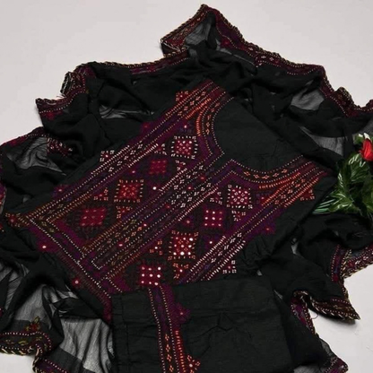 Fancy Balochi Heavy Handmade Needlework 3-Piece Suit Set