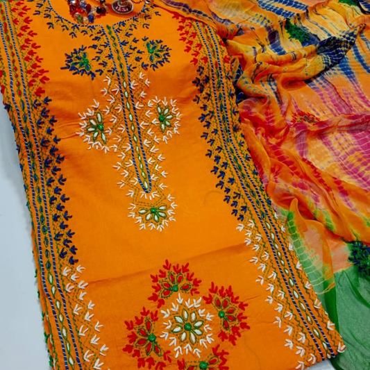 Handmade Kashmiri Mirror Work 3-Piece Suit