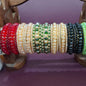 Handcrafted Faceted Crystal Bangle Set – Metallic & Beaded Ethnic Bangles