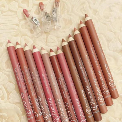 12 Pcs Matte Color Lip Liner & Lipstick Pencil Set with Sharpener