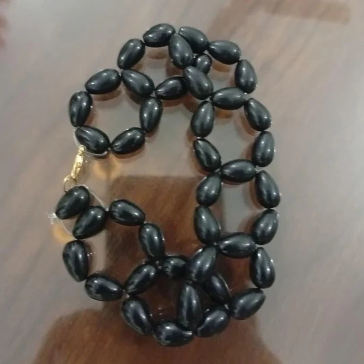 Handmade Baby girl Beaded Strand Necklace – Oval Bead Statement Jewelry