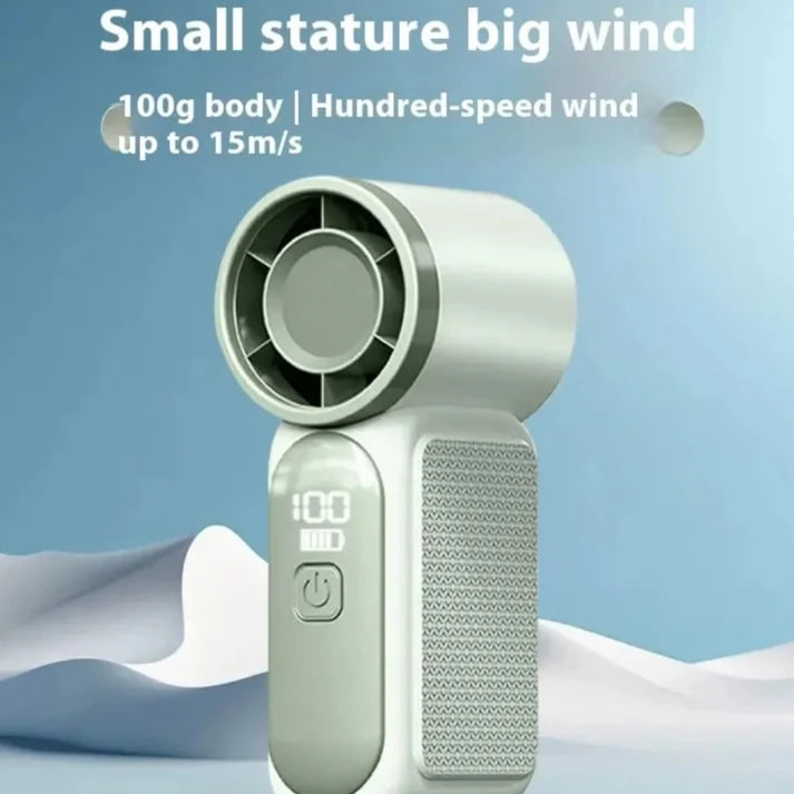 High-Speed Handheld Turbo Fan – 100 Speed Adjustable Portable Mini Fan with Digital Display