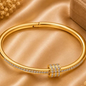 Triple Ring Charm Paved Crystal Bangle Bracelet