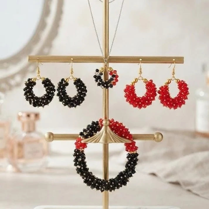 Handmade gajra set earrings, necklace & gajra