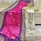 Traditional Mirror Work & Bandhani Dupatta 3-Piece Unstitched Suit