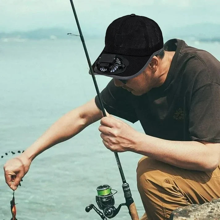Solar & USB Powered Cooling Fan Baseball Cap – Breathable Mesh Outdoor Sun Hat