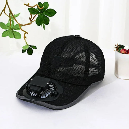 Solar & USB Powered Cooling Fan Baseball Cap – Breathable Mesh Outdoor Sun Hat