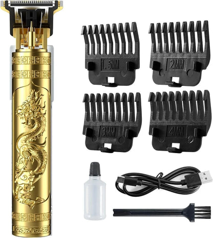 Professional Cordless Hair Trimmer & Beard Grooming Kit with Dragon Engraving