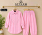Elegant Pink Co-Ord Set for Girls | Chic Embroidered Shirt & Trousers